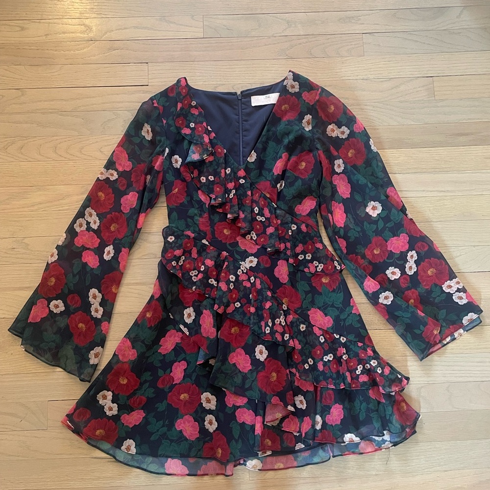 Keepsake Women's Floral Ruffle A-Line Dress